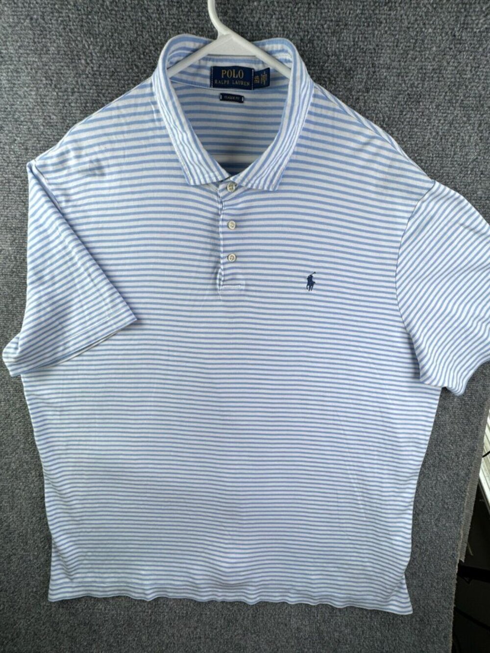 Polo Ralph Lauren 2XL Polo Shirt Blue Striped Classic Fit Short Sleeve Adult Men